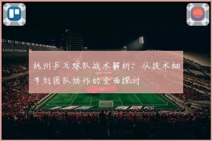 杭州乒乓球队战术解析：从技术细节到团队协作的全面探讨